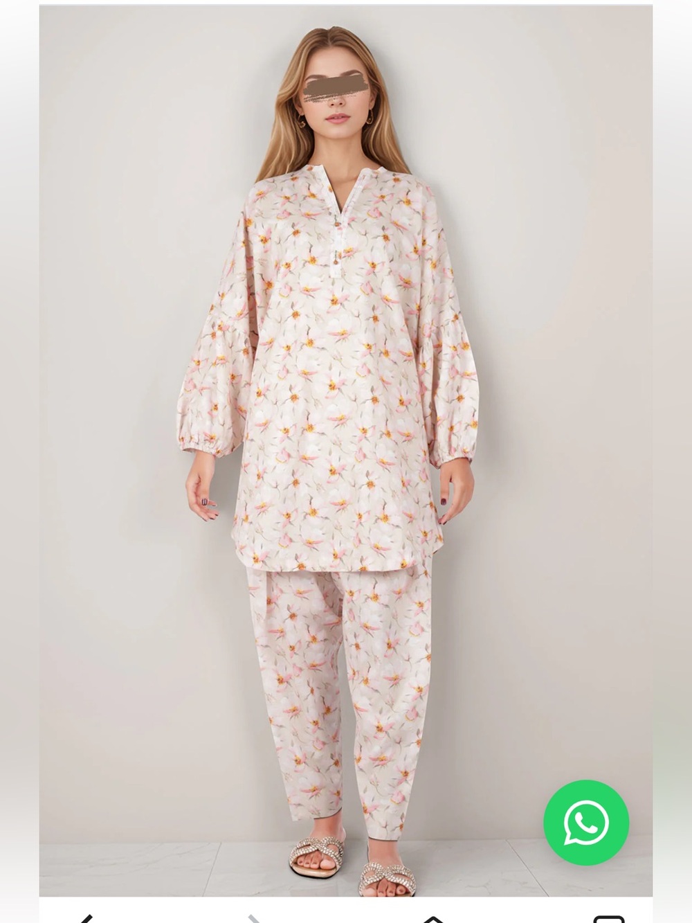 SAYA Modest Floral Matching Set | 2-Piece Stitched Lawn Suit | Small